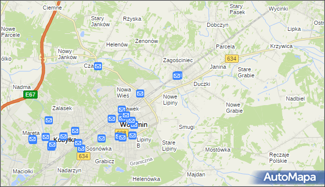 mapa Nowe Lipiny, Nowe Lipiny na mapie Targeo