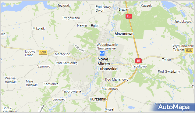 mapa Nowe Miasto Lubawskie, Nowe Miasto Lubawskie na mapie Targeo