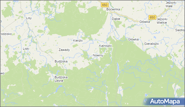 mapa Nowiny gmina Banie Mazurskie, Nowiny gmina Banie Mazurskie na mapie Targeo