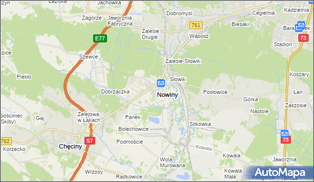 mapa Nowiny gmina Sitkówka-Nowiny, Nowiny gmina Sitkówka-Nowiny na mapie Targeo