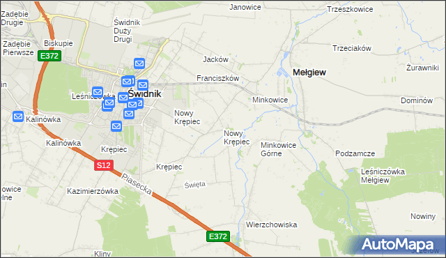 mapa Nowy Krępiec, Nowy Krępiec na mapie Targeo