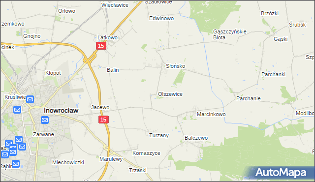 mapa Olszewice gmina Inowrocław, Olszewice gmina Inowrocław na mapie Targeo