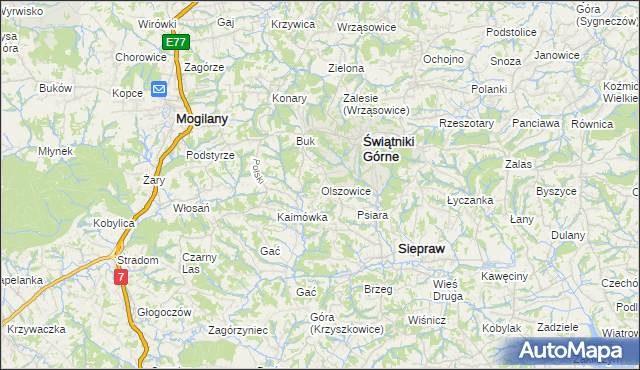 mapa Olszowice, Olszowice na mapie Targeo