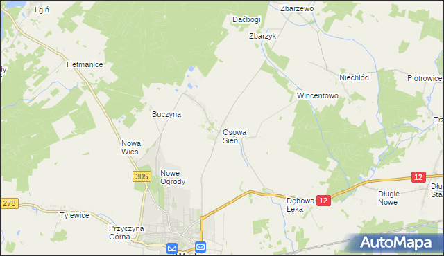 mapa Osowa Sień, Osowa Sień na mapie Targeo