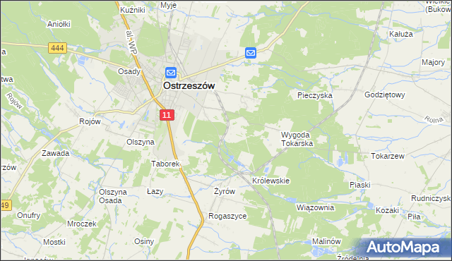 mapa Ostrzeszów-Pustkowie, Ostrzeszów-Pustkowie na mapie Targeo