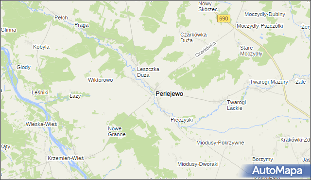 mapa Perlejewo, Perlejewo na mapie Targeo