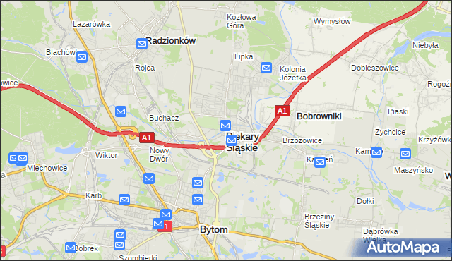 mapa Piekary Śląskie, Piekary Śląskie na mapie Targeo