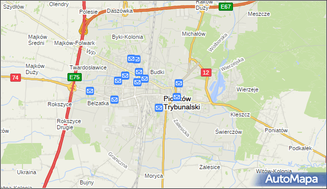 mapa Piotrków Trybunalski, Piotrków Trybunalski na mapie Targeo