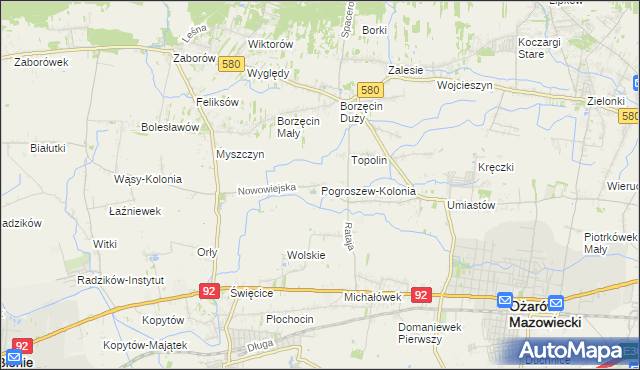 mapa Pogroszew-Kolonia, Pogroszew-Kolonia na mapie Targeo