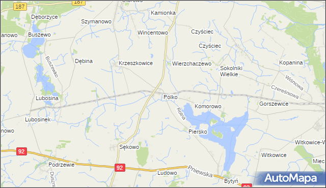 mapa Pólko gmina Kaźmierz, Pólko gmina Kaźmierz na mapie Targeo