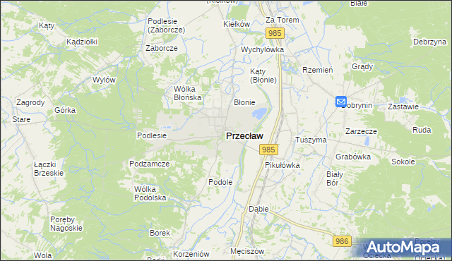 mapa Przecław powiat mielecki, Przecław powiat mielecki na mapie Targeo