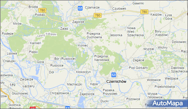 mapa Przeginia Narodowa, Przeginia Narodowa na mapie Targeo
