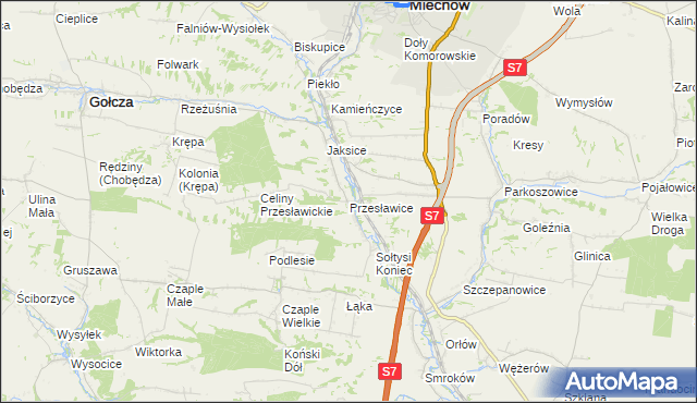 mapa Przesławice gmina Miechów, Przesławice gmina Miechów na mapie Targeo