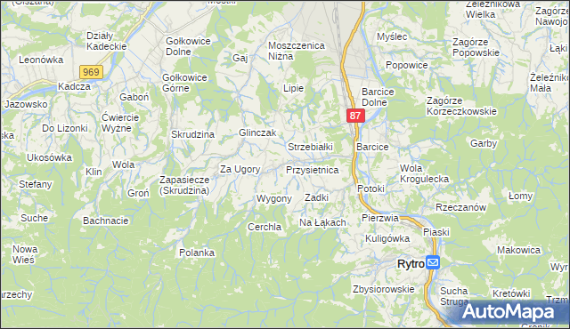 mapa Przysietnica gmina Stary Sącz, Przysietnica gmina Stary Sącz na mapie Targeo