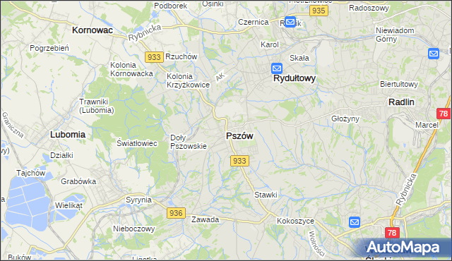 mapa Pszów, Pszów na mapie Targeo