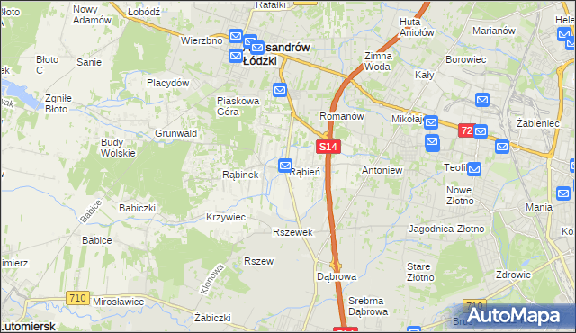 mapa Rąbień, Rąbień na mapie Targeo