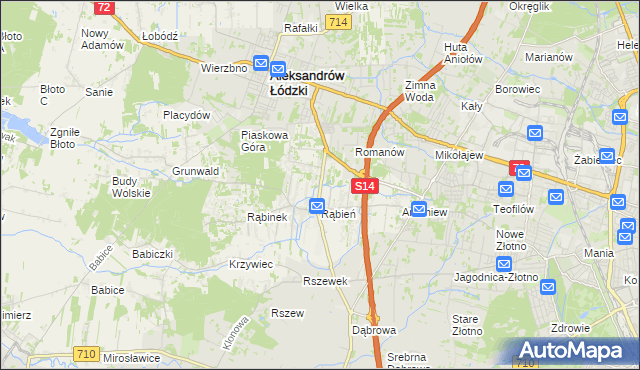 mapa Rąbień AB, Rąbień AB na mapie Targeo
