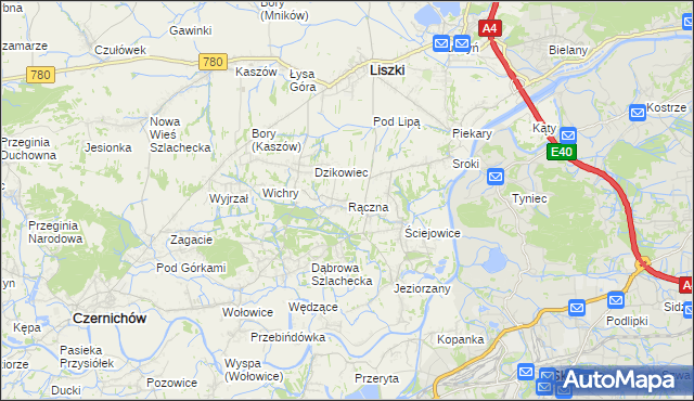 mapa Rączna, Rączna na mapie Targeo