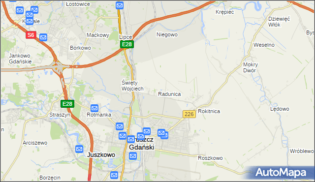 mapa Radunica, Radunica na mapie Targeo