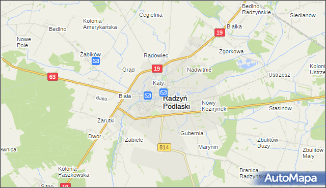 mapa Radzyń Podlaski, Radzyń Podlaski na mapie Targeo