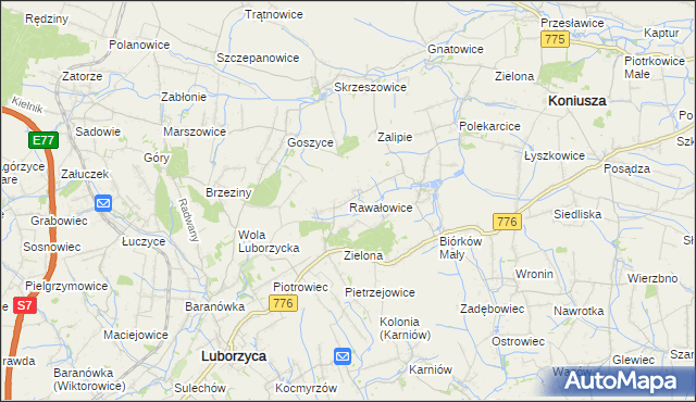 mapa Rawałowice, Rawałowice na mapie Targeo