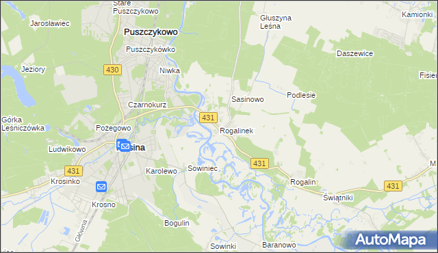 mapa Rogalinek, Rogalinek na mapie Targeo