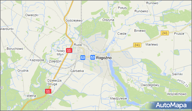 mapa Rogoźno powiat obornicki, Rogoźno powiat obornicki na mapie Targeo