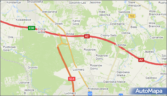 mapa Rosanów, Rosanów na mapie Targeo