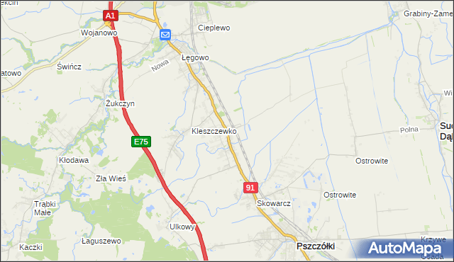 mapa Różyny, Różyny na mapie Targeo