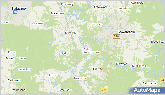 mapa Ruda Białaczowska, Ruda Białaczowska na mapie Targeo
