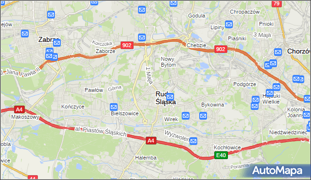 mapa Rudy Śląskiej, Ruda Śląska na mapie Targeo