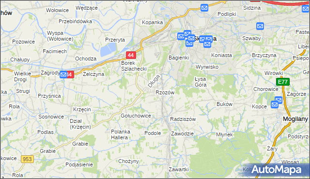 mapa Rzozów, Rzozów na mapie Targeo