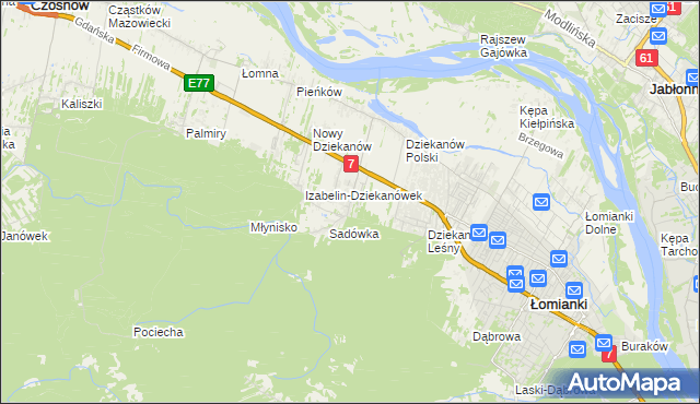mapa Sadowa gmina Łomianki, Sadowa gmina Łomianki na mapie Targeo