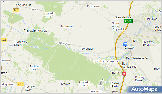 mapa Seredzice, Seredzice na mapie Targeo