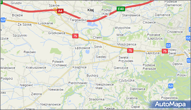 mapa Siedlec gmina Bochnia, Siedlec gmina Bochnia na mapie Targeo