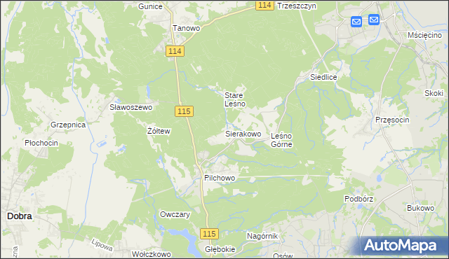 mapa Sierakowo gmina Police, Sierakowo gmina Police na mapie Targeo