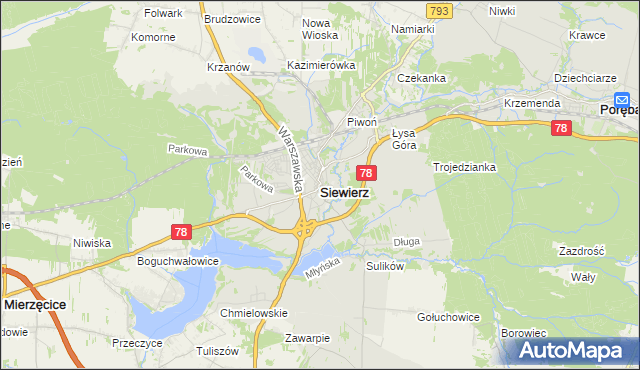 mapa Siewierz, Siewierz na mapie Targeo