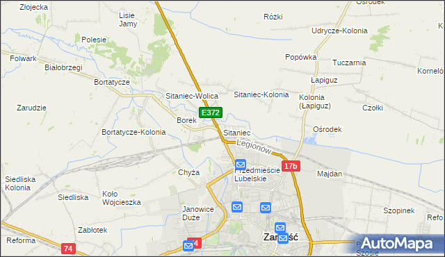 mapa Sitaniec, Sitaniec na mapie Targeo