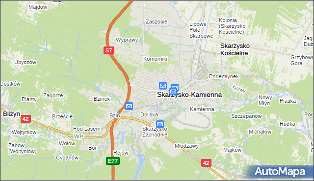 mapa Skarżysko-Kamienna, Skarżysko-Kamienna na mapie Targeo