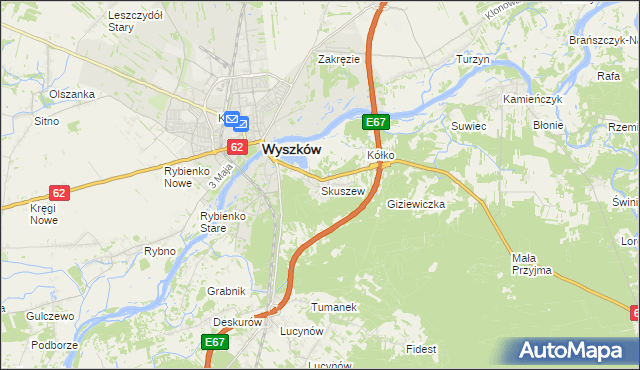 mapa Skuszew, Skuszew na mapie Targeo