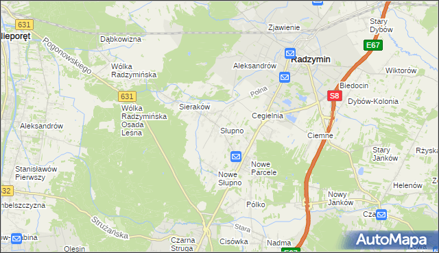 mapa Słupno gmina Radzymin, Słupno gmina Radzymin na mapie Targeo