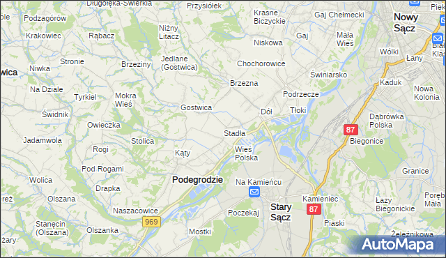 mapa Stadła, Stadła na mapie Targeo