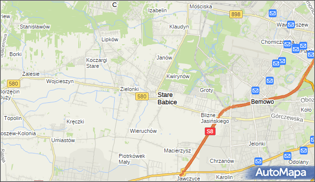 mapa Stare Babice, Stare Babice na mapie Targeo