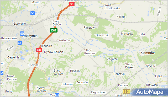 mapa Stary Kraszew, Stary Kraszew na mapie Targeo