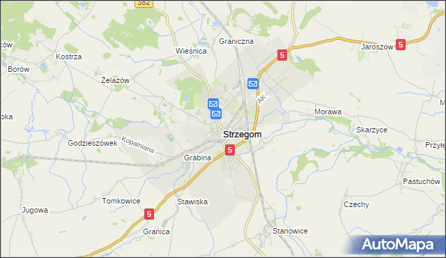 mapa Strzegom powiat świdnicki, Strzegom powiat świdnicki na mapie Targeo