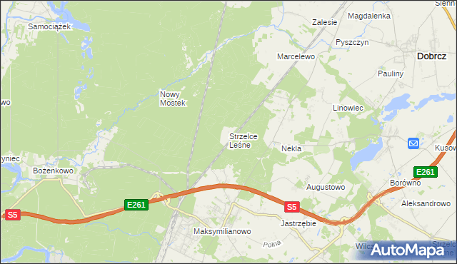 mapa Strzelce Leśne, Strzelce Leśne na mapie Targeo