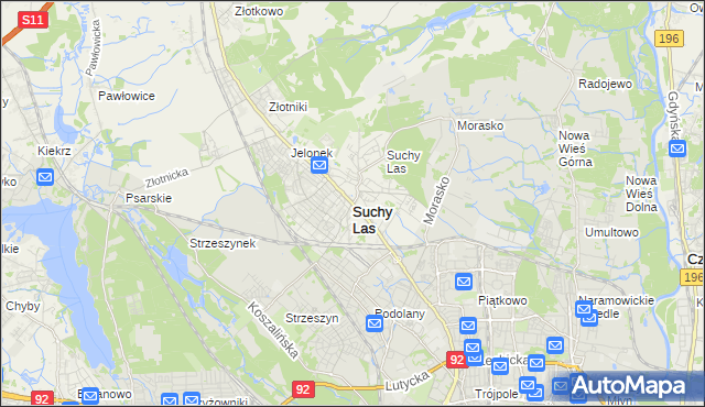 mapa Suchy Las powiat poznański, Suchy Las powiat poznański na mapie Targeo