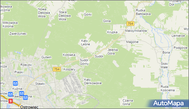 mapa Sudół gmina Bodzechów, Sudół gmina Bodzechów na mapie Targeo