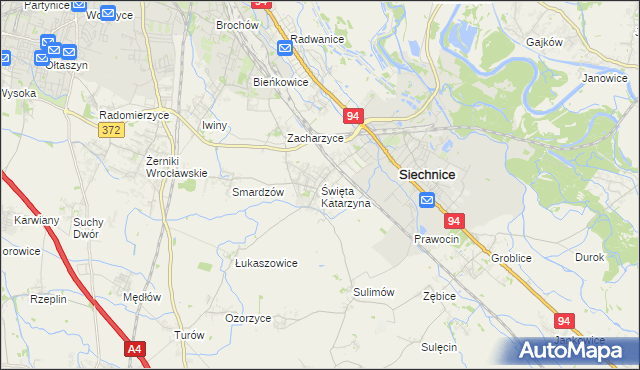 mapa Święta Katarzyna gmina Siechnice, Święta Katarzyna gmina Siechnice na mapie Targeo