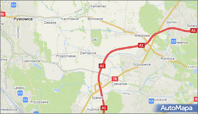 mapa Świętoszowice, Świętoszowice na mapie Targeo
